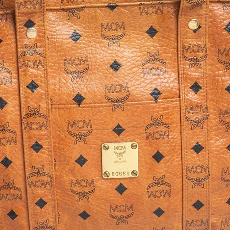 مملوكة مسبقًا MCM Cognac Visetos Coated Canvas Heritage Top Zip Tote