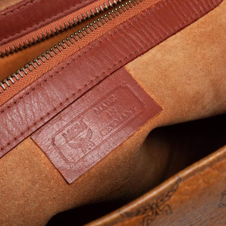 مملوكة مسبقًا MCM Cognac Visetos Coated Canvas Heritage Top Zip Tote
