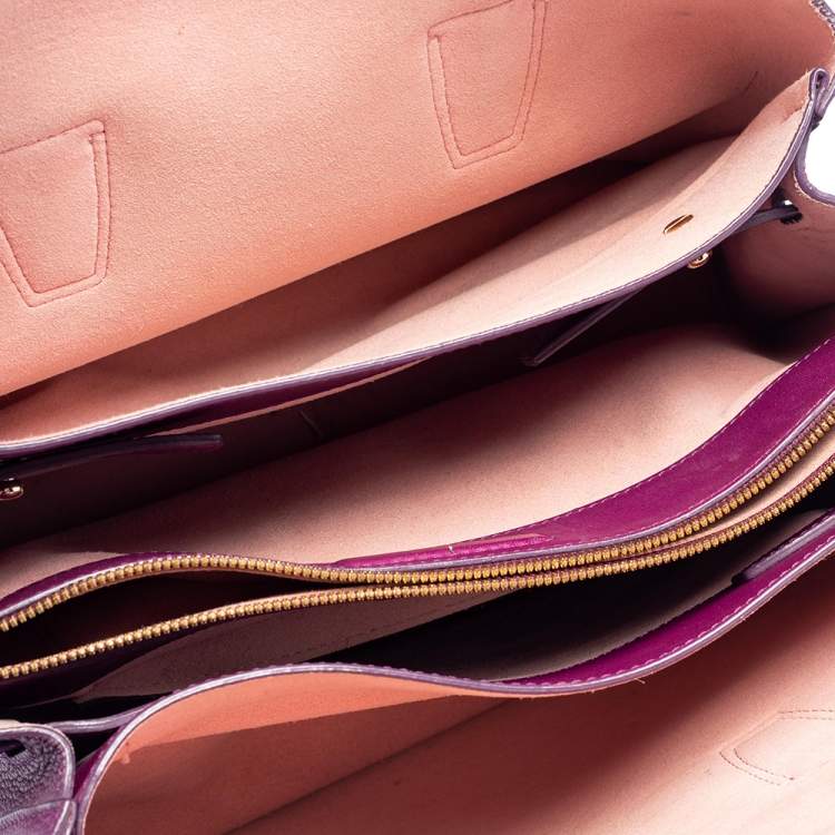 Pre Owned MCM Purple Leather Medium Milla Tote