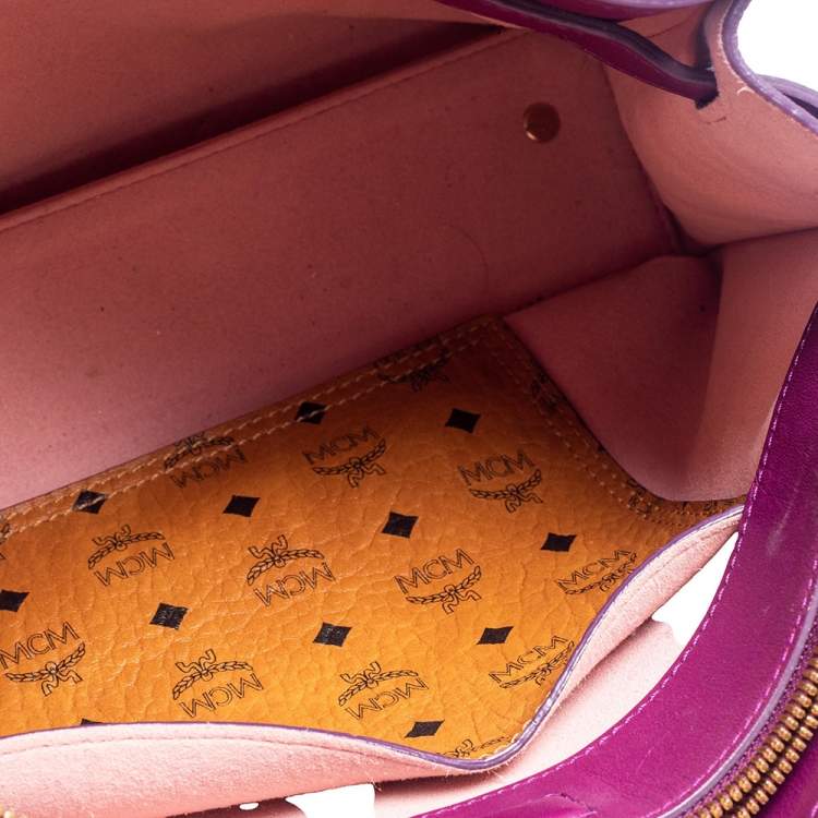 Pre Owned MCM Purple Leather Medium Milla Tote