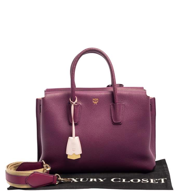 Pre Owned MCM Purple Leather Medium Milla Tote