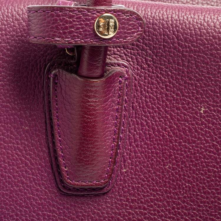 Pre Owned MCM Purple Leather Medium Milla Tote