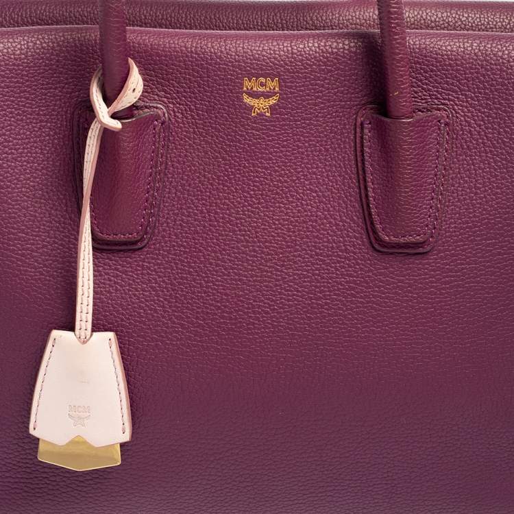 Pre Owned MCM Purple Leather Medium Milla Tote