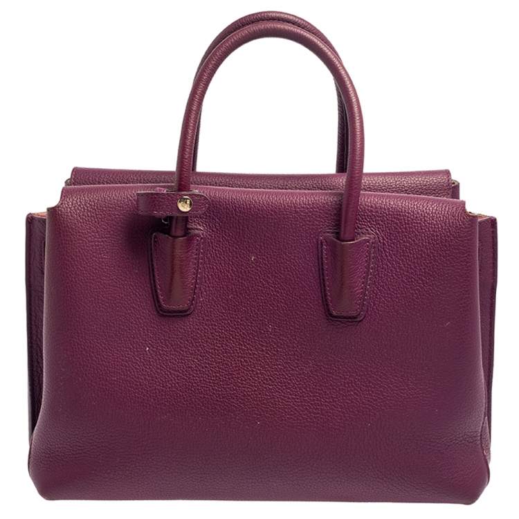 Pre Owned MCM Purple Leather Medium Milla Tote