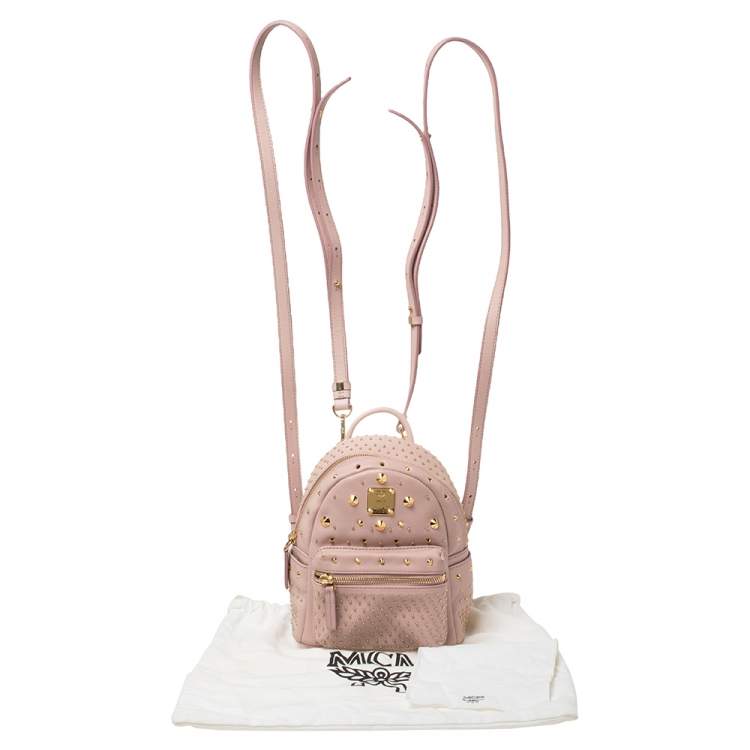 Pre Owned MCM Baby Pink Leather X Mini Studded Stark-Bebe Boo Backpack