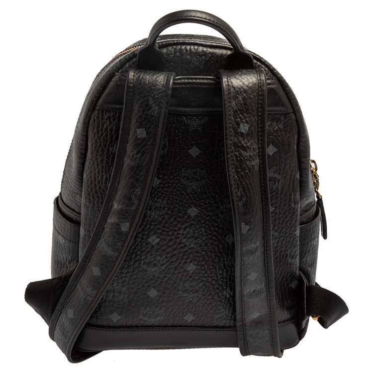 Pre Owned MCM Black Visetos Coated Canvas and Leather Small Studs Stark Backpack