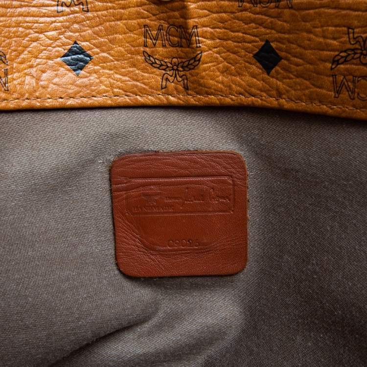 Pre Owned MCM Cognac Visetos Coated Canvas and Leather Chain Tote