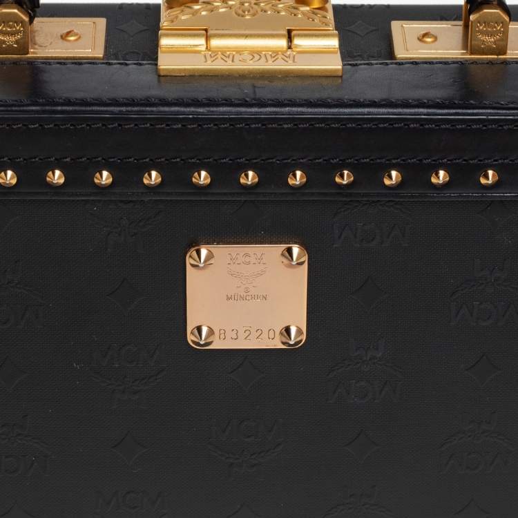 Pre Owned MCM Black Visetos Coated Canvas and Leather Berlin Box Bag