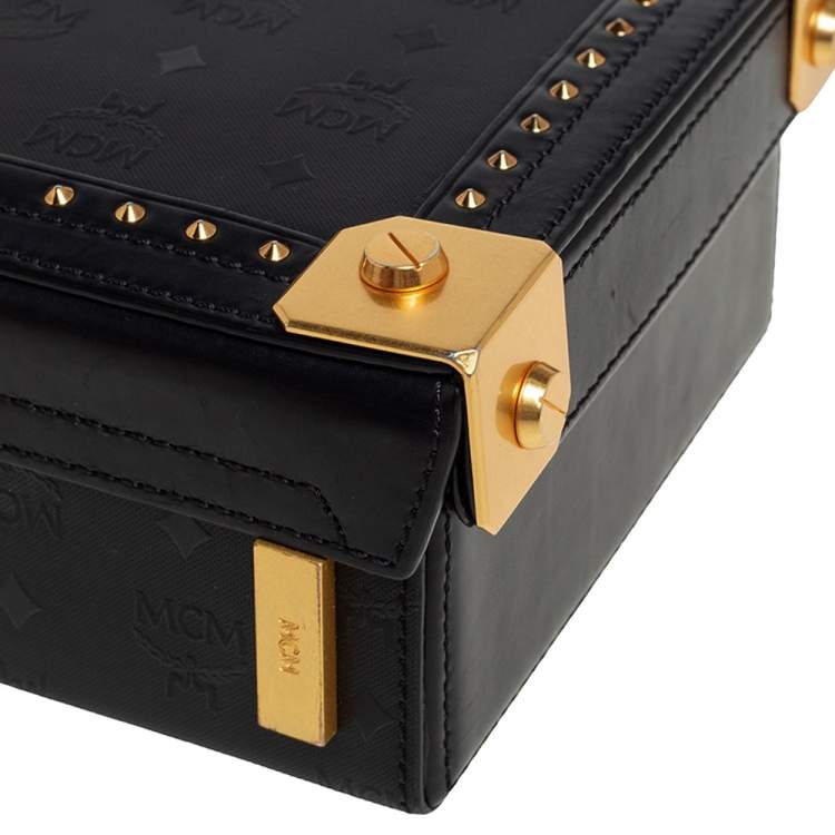 Pre Owned MCM Black Visetos Coated Canvas and Leather Berlin Box Bag