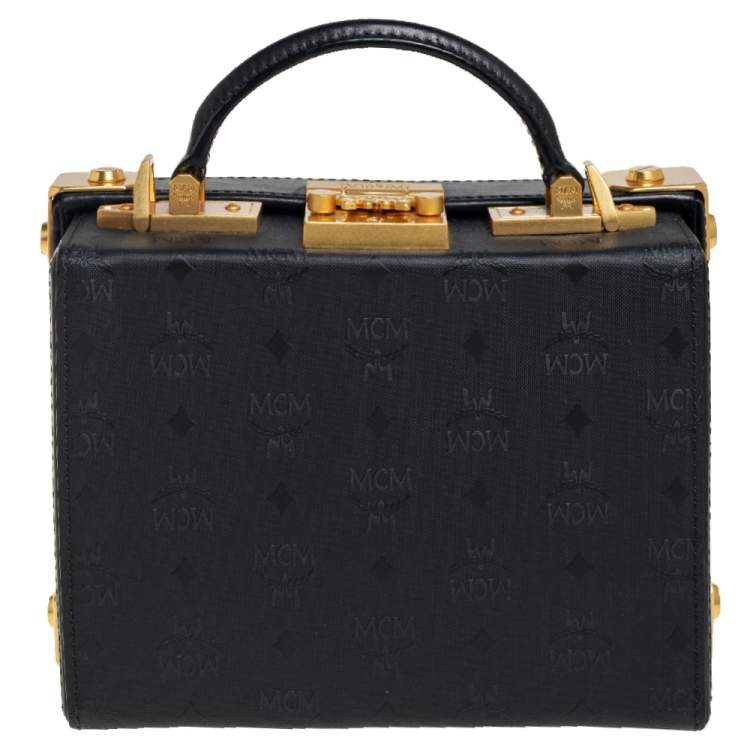 Pre Owned MCM Black Visetos Coated Canvas and Leather Berlin Box Bag