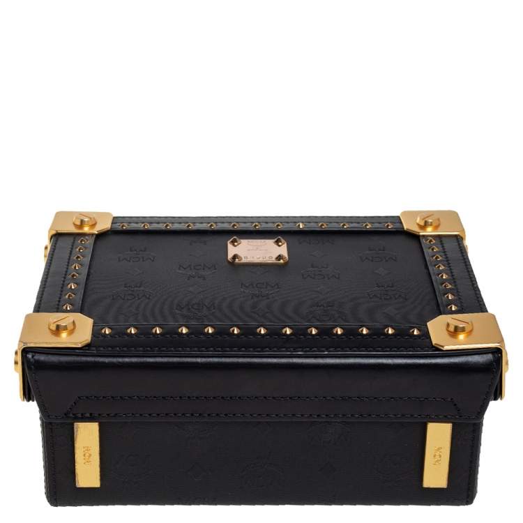 Pre Owned MCM Black Visetos Coated Canvas and Leather Berlin Box Bag