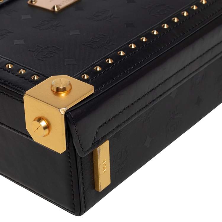 Pre Owned MCM Black Visetos Coated Canvas and Leather Berlin Box Bag