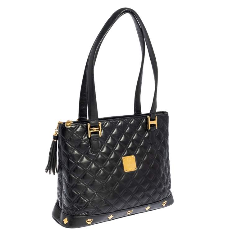 Pre Owned MCM Black Quilted Leather Shoulder Bag