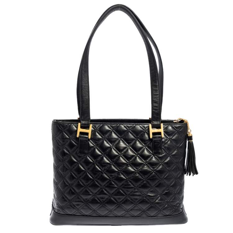 Pre Owned MCM Black Quilted Leather Shoulder Bag