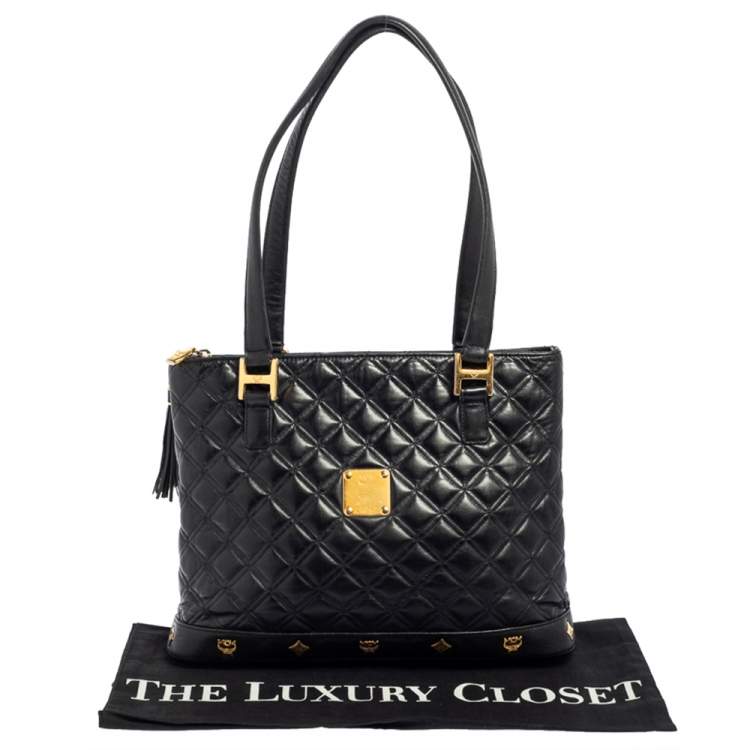 Pre Owned MCM Black Quilted Leather Shoulder Bag