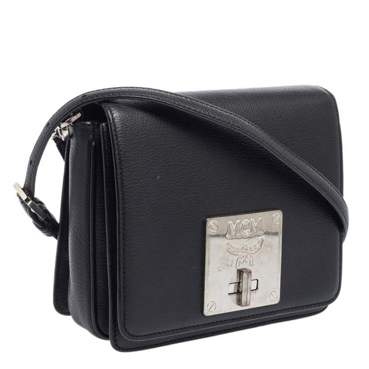 مملوكة مسبقًا MCM Black Leather Mona Crossbody Bag