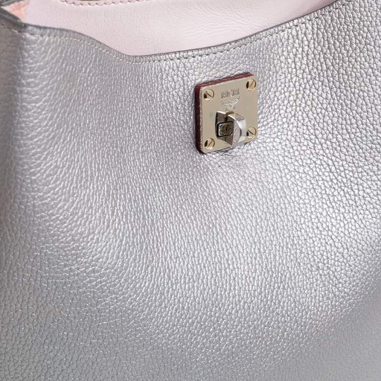 Pre Owned MCM Metallic Grey Leather Milla Hobo 