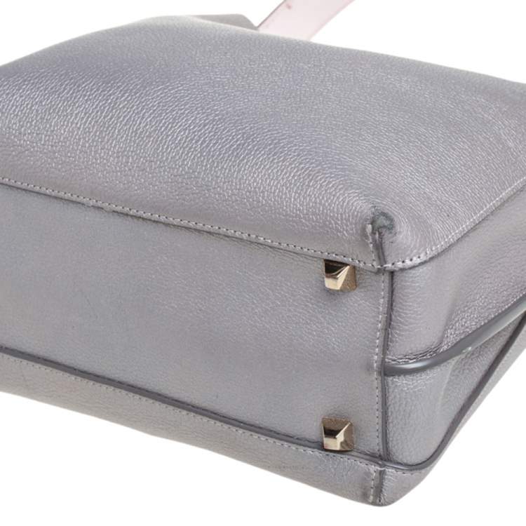 Pre Owned MCM Metallic Grey Leather Milla Hobo 