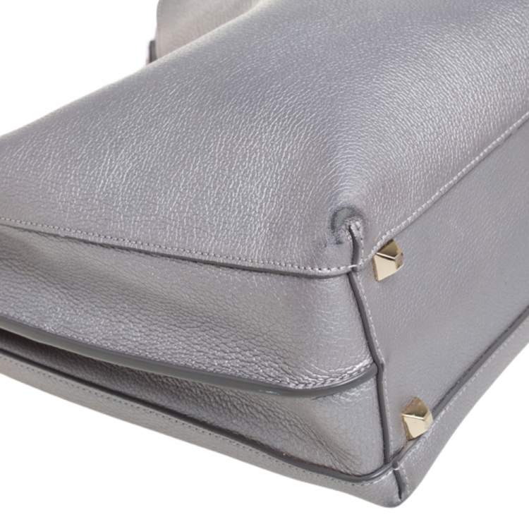 Pre Owned MCM Metallic Grey Leather Milla Hobo 