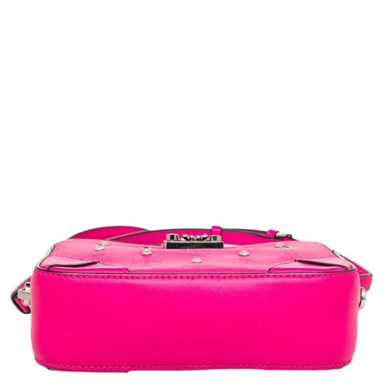 Pre Owned MCM Pink Leather Embellished Camera Bag