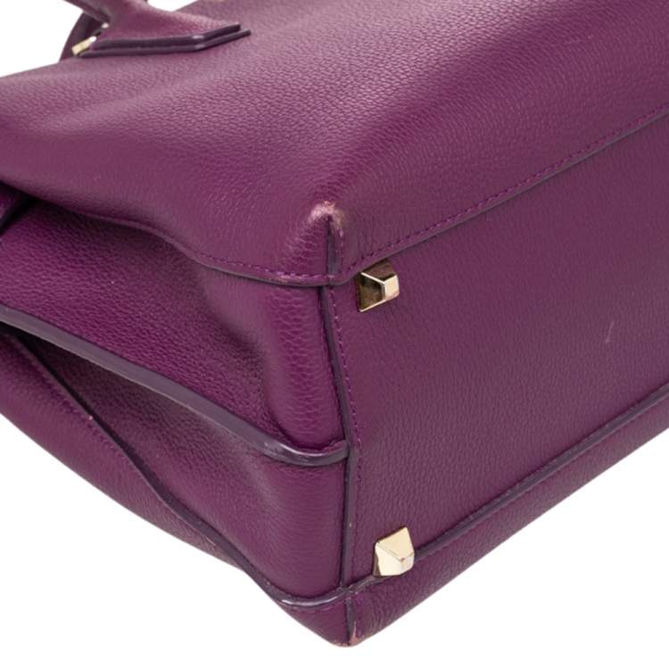 Pre Owned MCM Purple Leather Medium Milla Tote