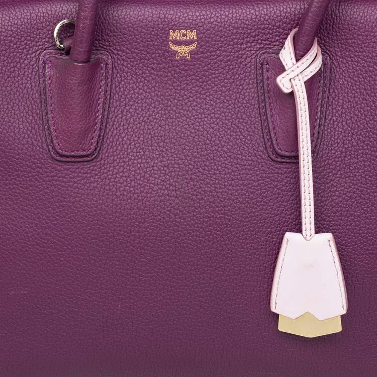 Pre Owned MCM Purple Leather Medium Milla Tote