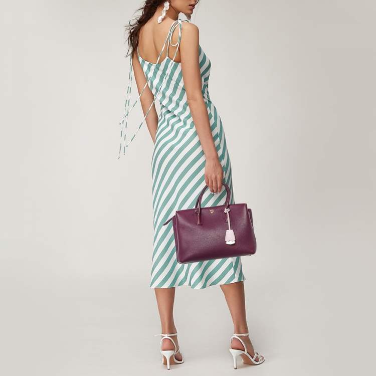 Pre Owned MCM Purple Leather Medium Milla Tote