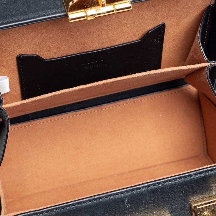 Pre Owned MCM Black Leather Studded Embellished Berlin Box Bag