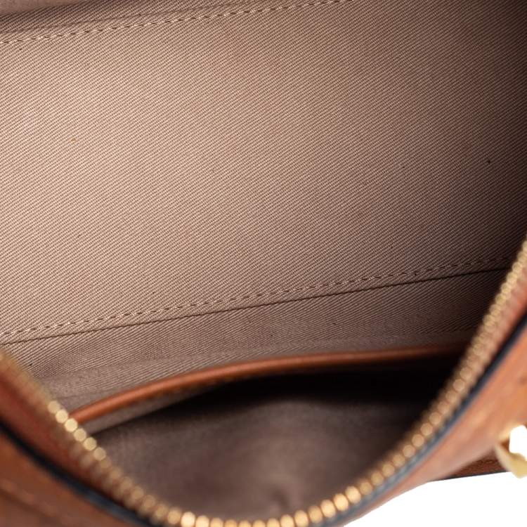 Pre Owned MCM Cognac Visetos Coated Canvas Small Essential Boston Bag