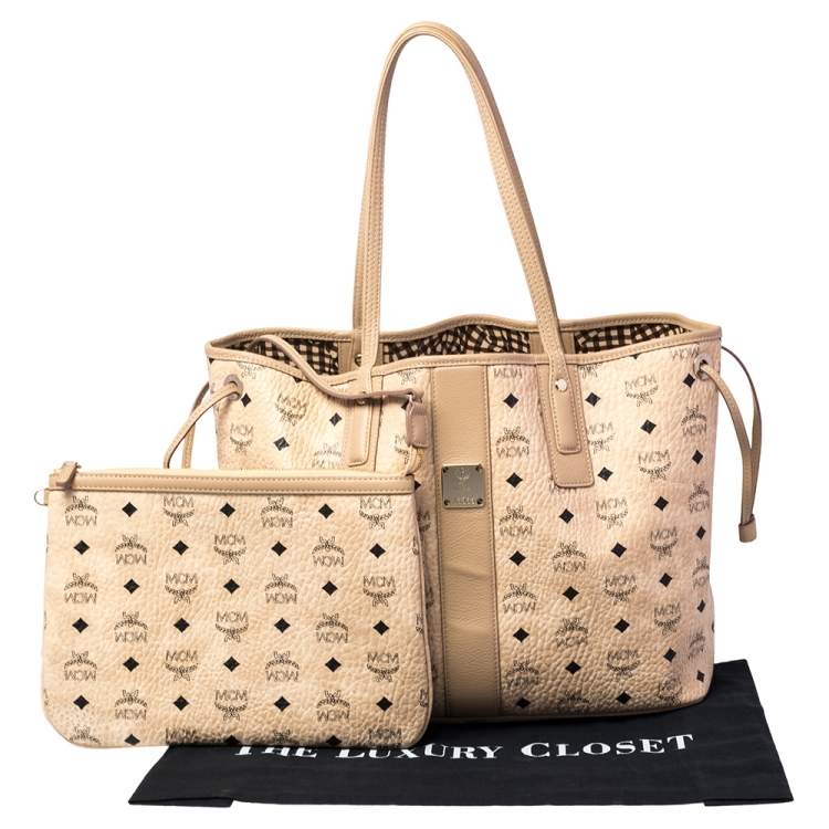 Pre Owned MCM Beige Coated Canvas Large Tote