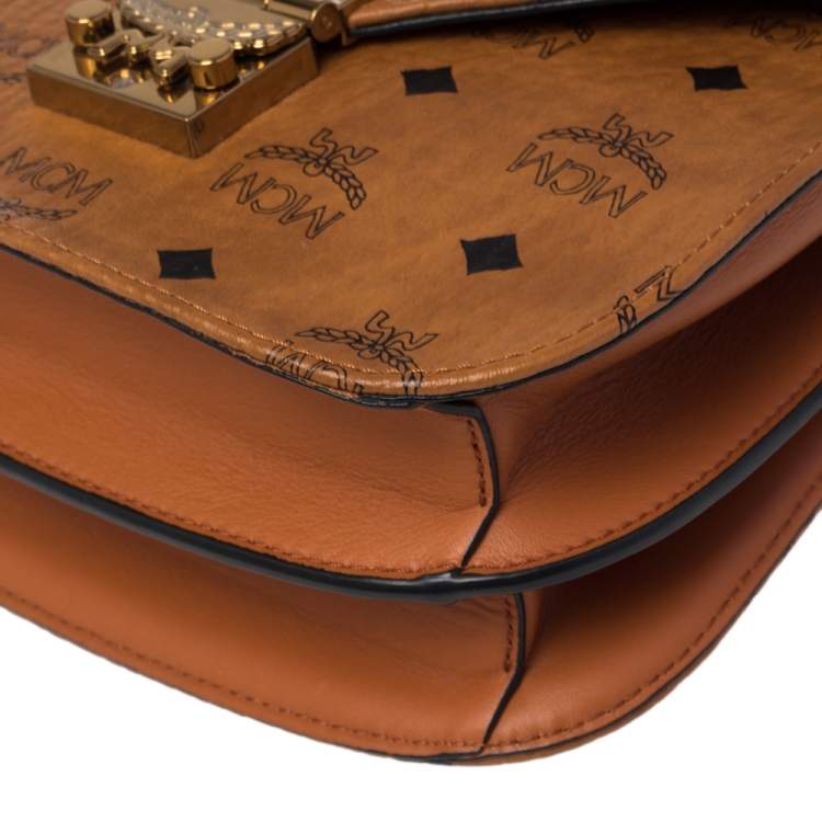 مملوكة مسبقًا MCM Cognac Visetos Coated Canvas and Leather Patricia Crossbody Bag