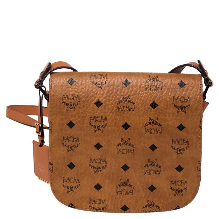 مملوكة مسبقًا MCM Cognac Visetos Coated Canvas and Leather Patricia Crossbody Bag