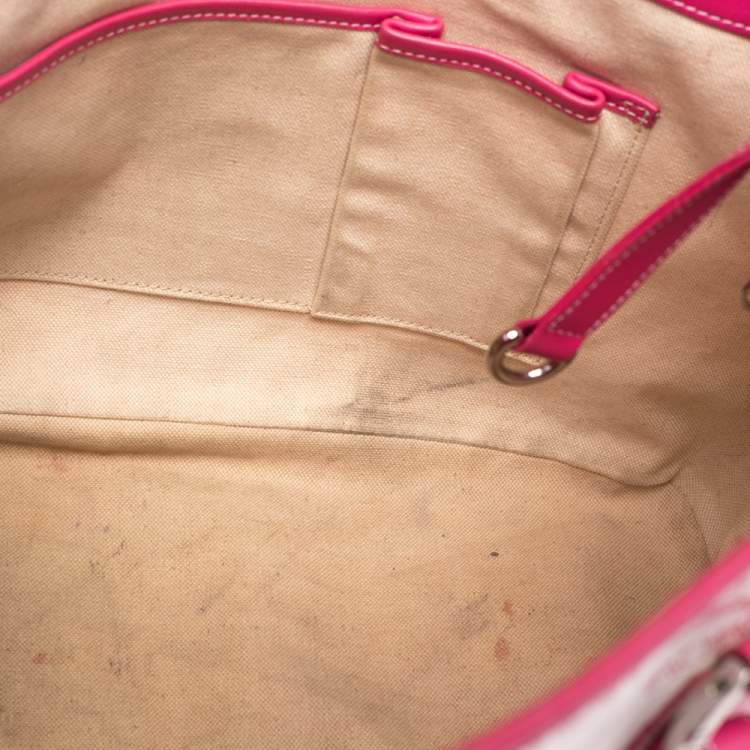 مملوكة مسبقًا MCM Pink/White Visetos Coated Canvas and Leather Charm Tote