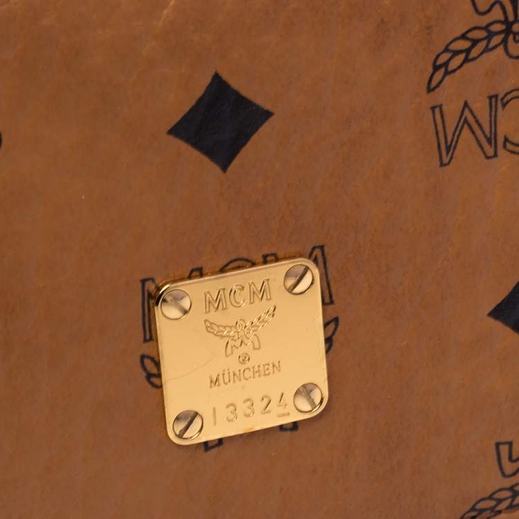Pre Owned MCM Cognac Visetos Coated Canvas Flap Card Holder 
