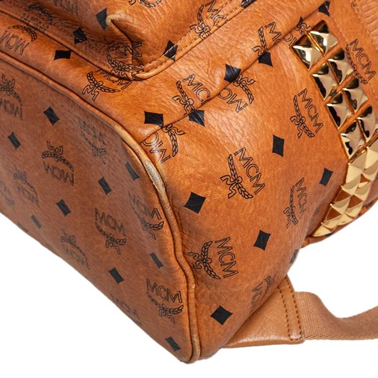 Pre Owned MCM Cognac Visetos Leather Large Stark Backpack