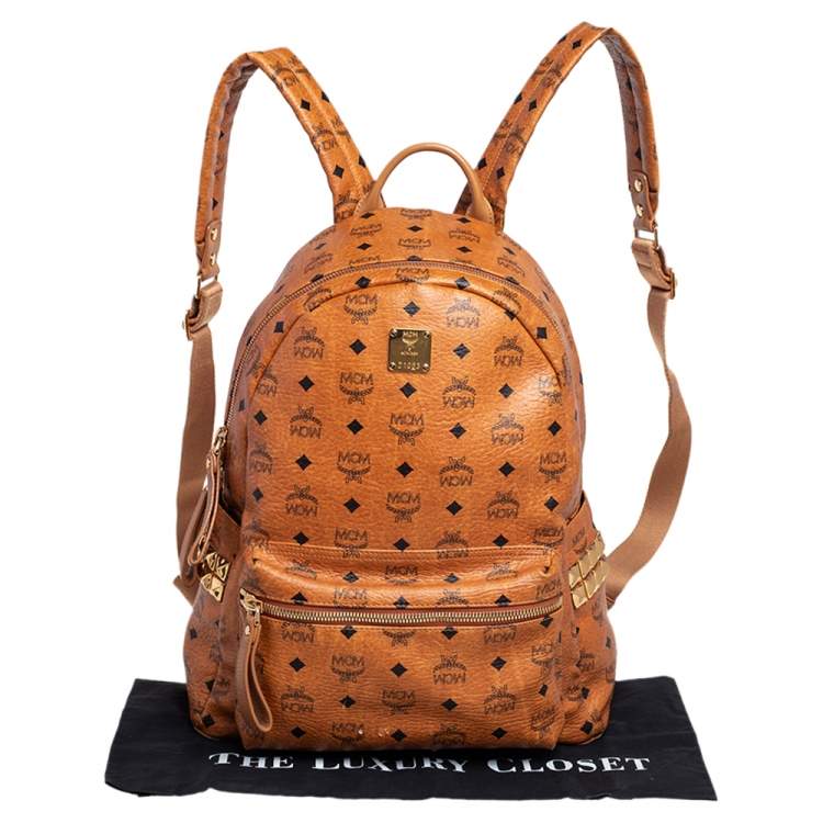Pre Owned MCM Cognac Visetos Leather Large Stark Backpack