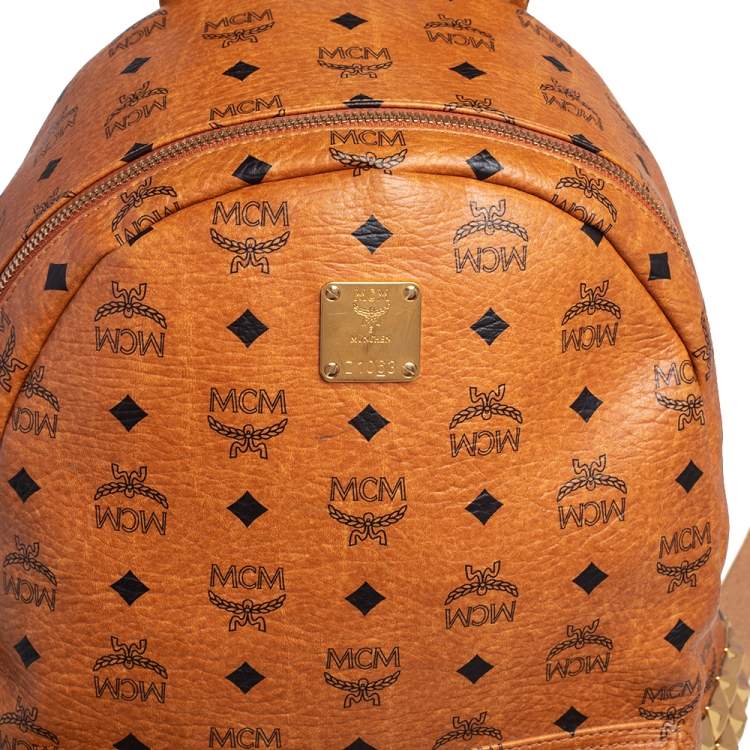 Pre Owned MCM Cognac Visetos Leather Large Stark Backpack