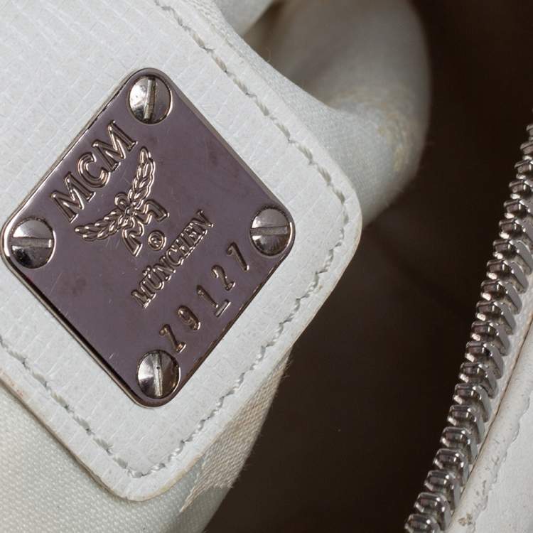 Pre Owned MCM White Leather Small Boston Bag