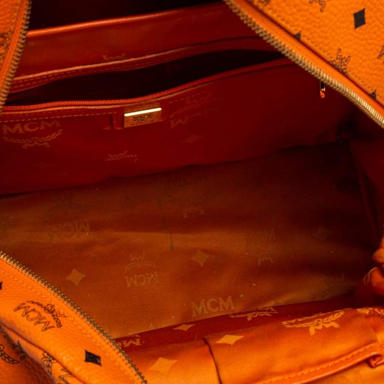 Pre Owned MCM Cognac Visetos Coated Canvas Large Studs Stark Backpack