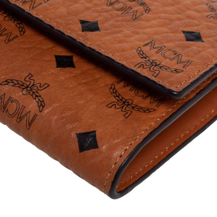 Pre Owned MCM Cognac Visetos Coated Canvas and Leather Continental Wallet
