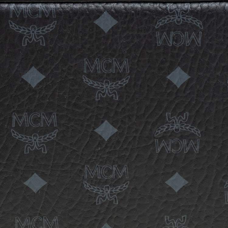 Pre Owned MCM Black Visetos Leather Studded Berlin Box Shoulder Bag