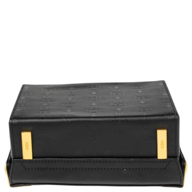 Pre Owned MCM Black Visetos Coated Canvas and Leather Berlin Box Bag