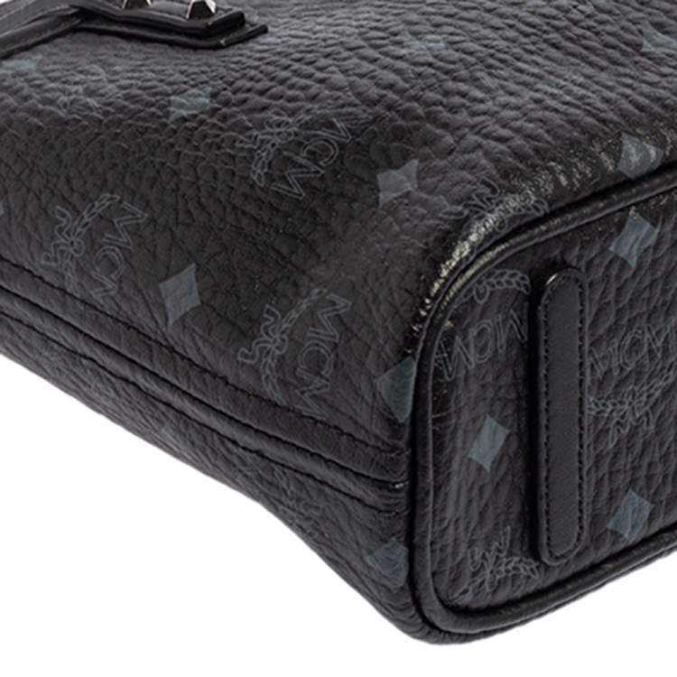 مملوكة مسبقًا MCM Black Visetos Coated Canvas and Leather Mini Anya Zip Tote