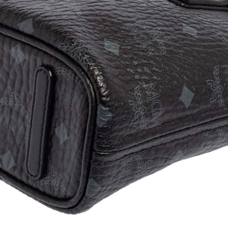 مملوكة مسبقًا MCM Black Visetos Coated Canvas and Leather Mini Anya Zip Tote