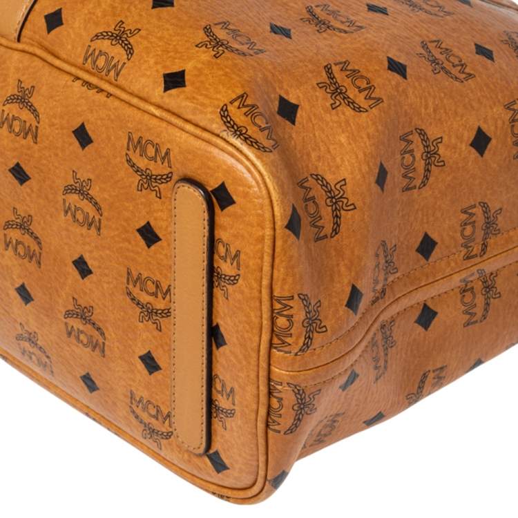 مملوكة مسبقًا  MCM Cognac Visetos Coated Canvas and Leather Reversible Shopper Tote 