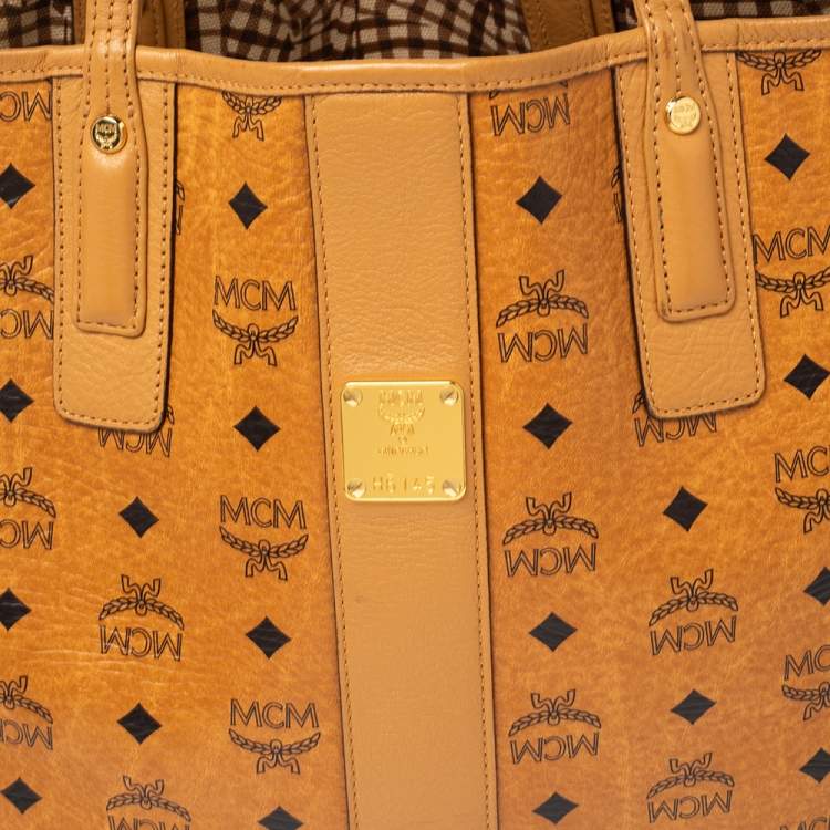 مملوكة مسبقًا  MCM Cognac Visetos Coated Canvas and Leather Reversible Shopper Tote 