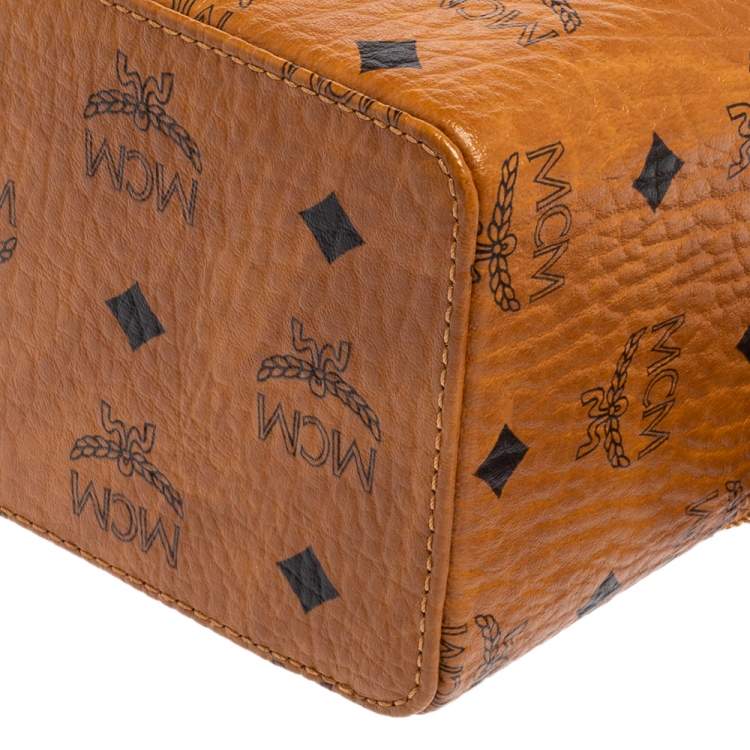 Pre Owned MCM Cognac Visetos Coated Canvas Rockstar Vanity Case