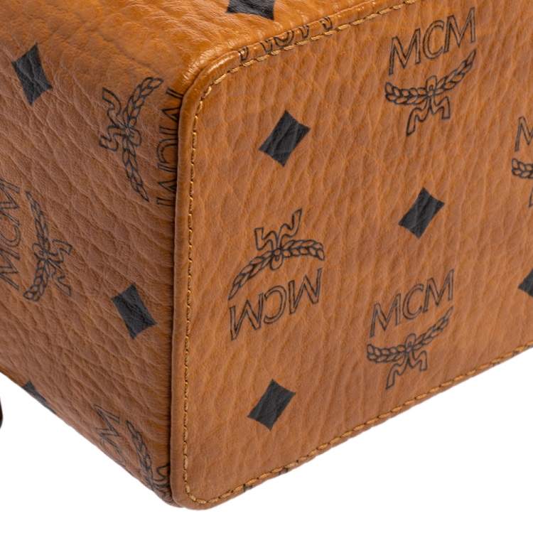 Pre Owned MCM Cognac Visetos Coated Canvas Rockstar Vanity Case