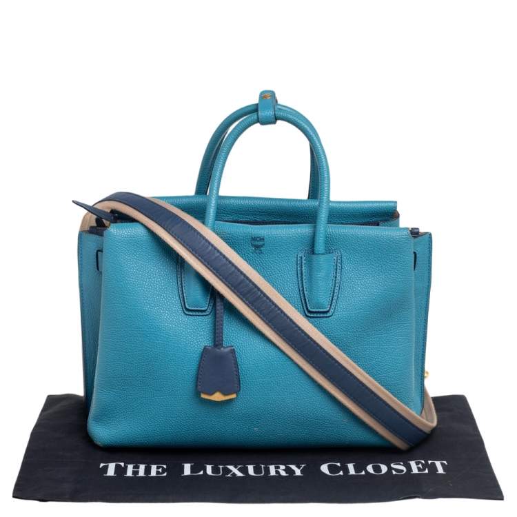 Pre Owned MCM Blue Leather Milla Park Avenue Satchel 