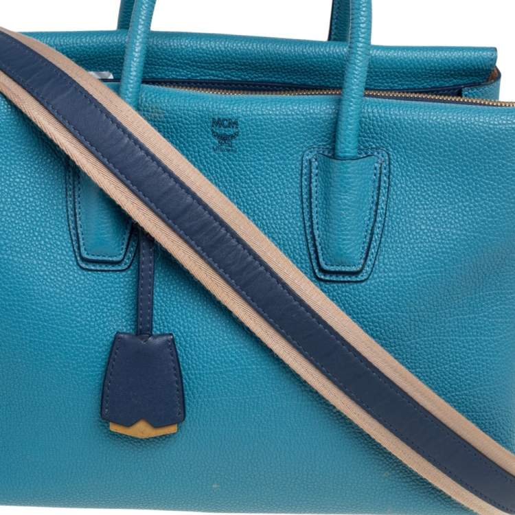 Pre Owned MCM Blue Leather Milla Park Avenue Satchel 
